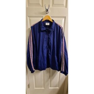 Vintage-80's Avait Sportif Men's XXL Blue With Red White Striped Arm Windbreaker
